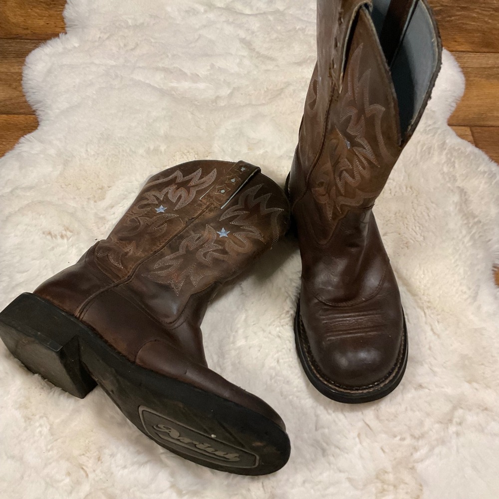 Ariat Size 10 Cowboy Boots Womens Probaby Brown Round Toe Driftwood Pull On